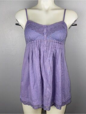 Kirra Babydoll Top Women’s Medium Lilac Purple Tunic Y2K Fairycore Coquette